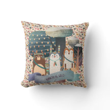 Woodland Animals Tribal Pillow - Born to be wild