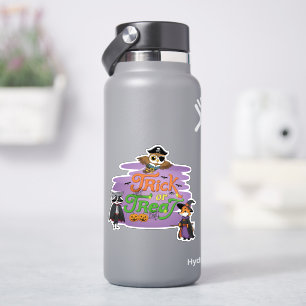 Woodland Animals Trick or Treat Cartoon Halloween Sticker