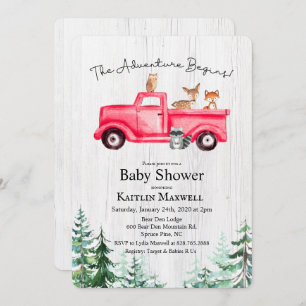 Woodland Animals Truck Baby Shower Invitation