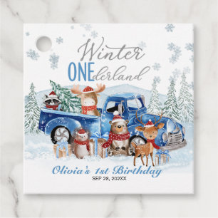 Woodland Animals Truck ONEderland 1st Birthday Favor Tags