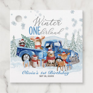 Woodland Animals Truck ONEderland 1st Birthday Favor Tags