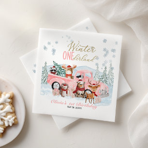 Woodland Animals Truck ONEderland 1st Birthday Napkins