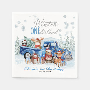 Woodland Animals Truck ONEderland 1st Birthday Napkins