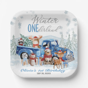 Woodland Animals Truck ONEderland 1st Birthday Paper Plates