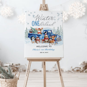 Woodland Animals Truck ONEderland Welcome Sign