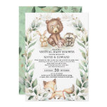 Woodland Animals Virtual Baby Shower Greenery Gold Invitation Woodland Animals Virtual Baby Shower Greenery Gold Invitation