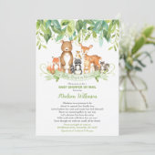 Woodland Animals Virtual Baby Shower Mail Greenery Invitation (Standing Front)