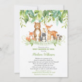 Woodland Animals Virtual Baby Shower Mail Greenery Invitation (Front)