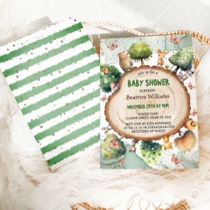 Woodland Animals Watercolor Baby Shower Invitation