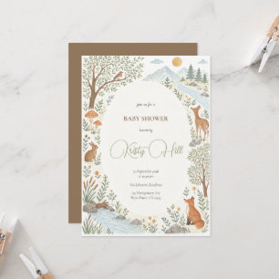 Woodland Animals Watercolor Baby Shower Party Invitation
