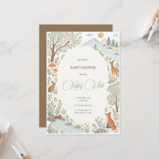 Woodland Animals Watercolor Baby Shower Party Invitation