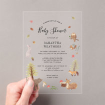 Woodland Animals Watercolor Rustic Baby Shower Acrylic Invitations