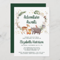 Woodland Animals Watercolor Winter Baby Sprinkle Invitation