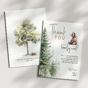 Woodland Animals We Can Bearly Wait Baby Shower Thank You Card