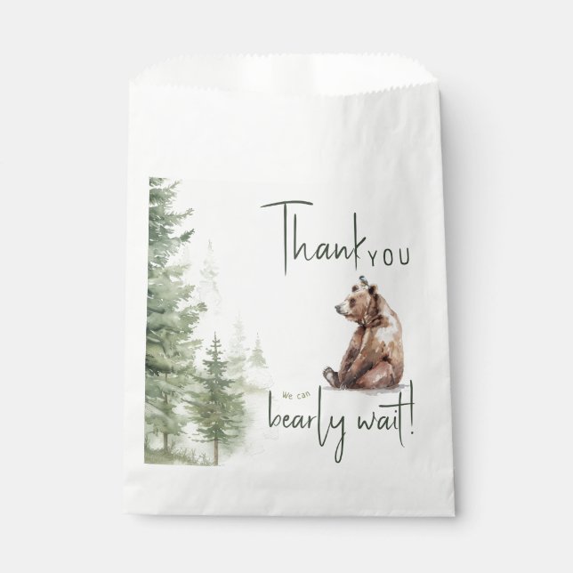 Woodland Animals We Can Bearly Wait Thank You Favor Bag (Front)