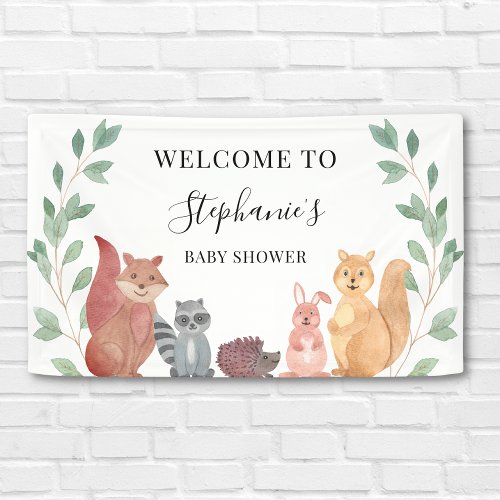 Woodland Animals Welcome Baby Shower Banner