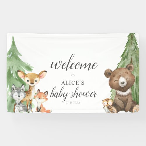 Woodland Animals Welcome Baby Shower Banner