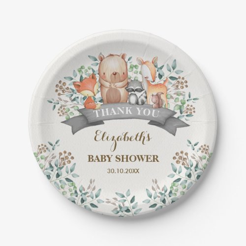 Woodland Animals  Whimsical Forest Baby Shower Paper Plates