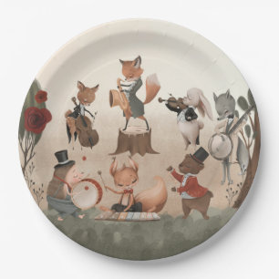 Woodland Animals Whimsical Watercolor Baby Shower Paper Plates