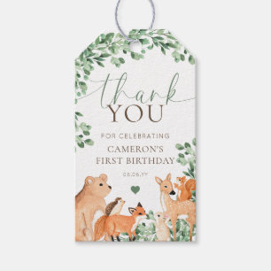 Woodland Animals White Birthday Favor Gift Tags