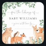 Woodland Animals White Bookplate Sticker<br><div class="desc">Baby Shower bookplate sticker features a soft woodland animal design and modern fonts. The script heading is an image that cannot be edited. All of the other text is fully editable. For more advanced customization of this design, simply select the "Customize It" button above. Add the sticker to your invitation...</div>