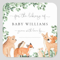 Woodland Animals White Bookplate Sticker
