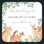 Woodland Animals White Bookplate Sticker<br><div class="desc">Baby Shower bookplate sticker features a soft woodland animal design and modern fonts. The script heading is an image that cannot be edited. All of the other text is fully editable. For more advanced customization of this design, simply select the "Customize It" button above. Add the sticker to your invitation...</div>