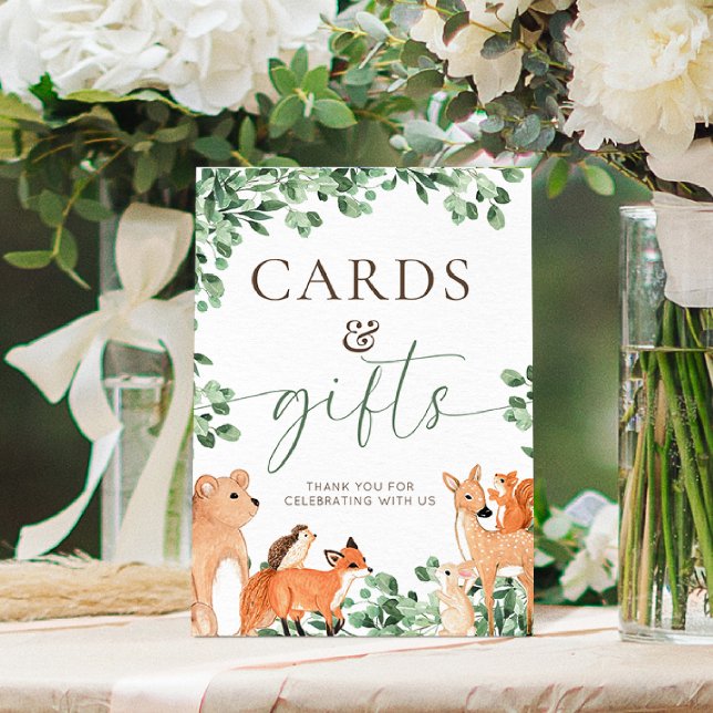 Woodland Animals White Cards and Gifts Sign (Creator Uploaded)