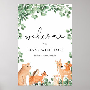 Woodland Animals White Welcome Sign