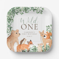 Woodland Animals White Wild One First Birthday