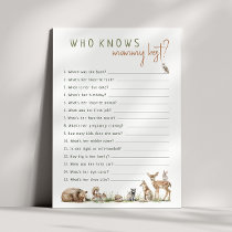 Woodland Animals Who Knows Mommy Best Game Card