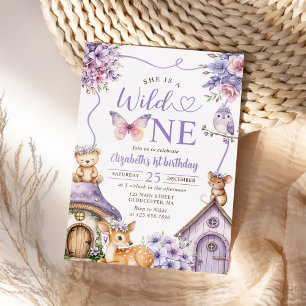 Woodland Animals Wild One 1st Birthday Invitation