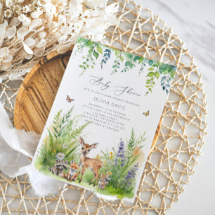 Woodland Animals Wild One Baby Shower Invitation