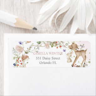 Woodland Animals Wildflower Baby Shower Address Label