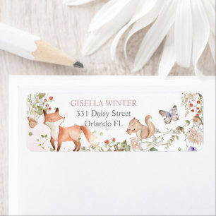 Woodland Animals Wildflower Baby Shower Address Label