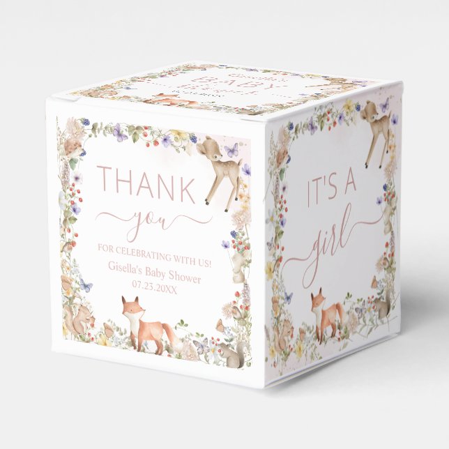 Woodland Animals Wildflower Baby Shower Mini Favor Boxes (Front Side)