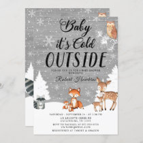 Woodland Animals Winter Baby Shower Invitation