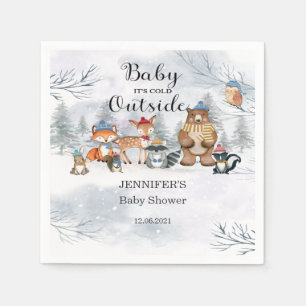 Woodland Animals Winter Baby Shower Napkins