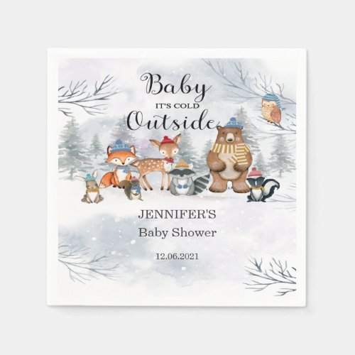 Woodland Animals Winter Baby Shower  Napkins