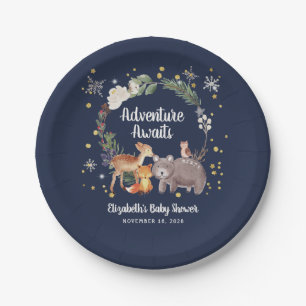 Woodland Animals Winter Baby Shower Paper Plates