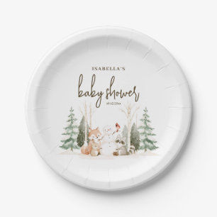 Woodland Animals Winter Baby Shower Paper Plates
