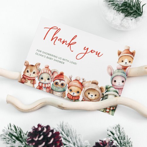 Woodland Animals Winter Baby Shower Thank You Card