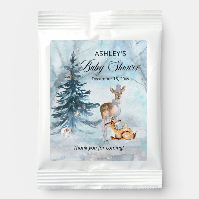 Woodland Animals Winter Boy Baby Shower  Hot Chocolate Drink Mix (Front)