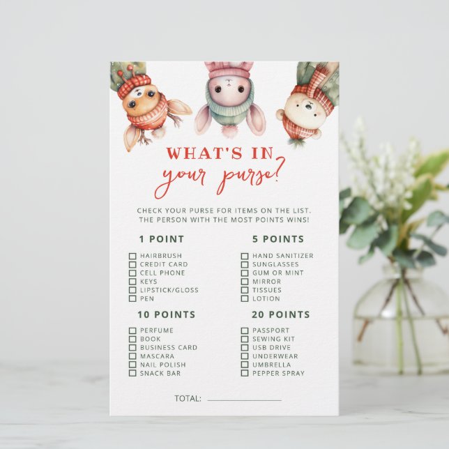 Woodland Animals Winter What's in Your Purse Game (Standing Front)