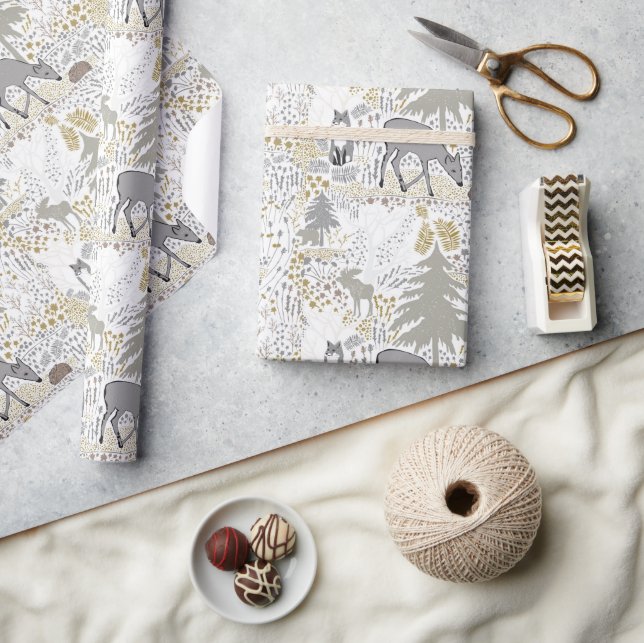 Woodland Animals Winter Woods Wrapping Paper (Crafts)