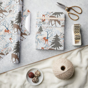 Woodland Animals Winter Woods Wrapping Paper