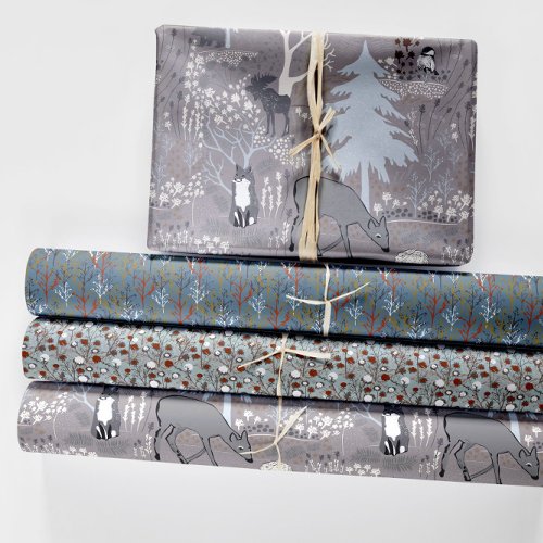 Woodland Animals Winter Woods Wrapping Paper Sheet