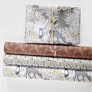Woodland Animals Winter Woods Wrapping Paper Sheets