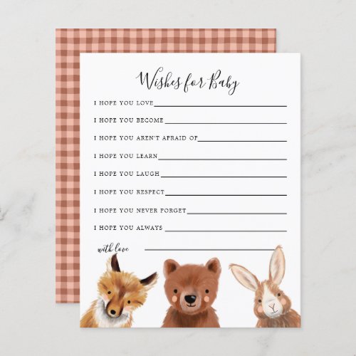 Woodland Animals Wishes for Baby Card