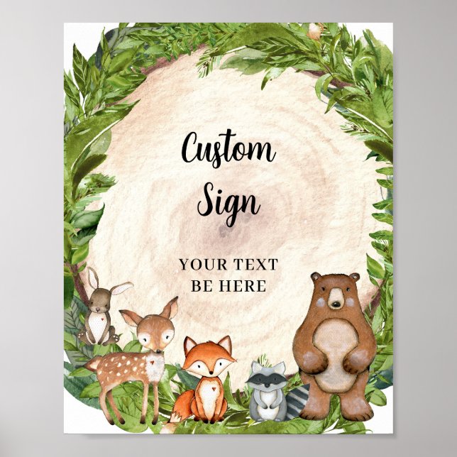 Woodland animals wood forest greenery foliage poster (Front)